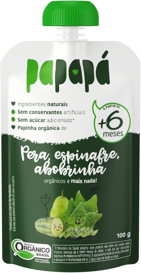 Kit 3X: Papinha Org. Pera Espinafre e Abobrinha Papapá 100g