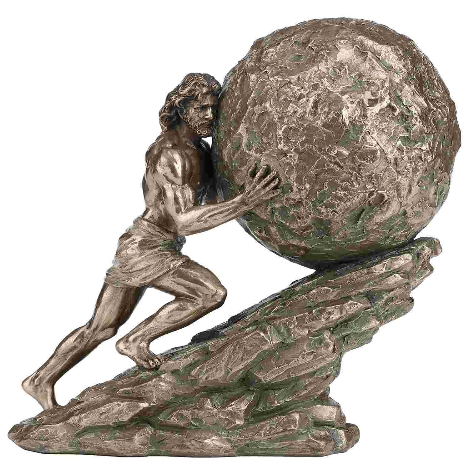 Estátua Sísifo - Escultura de Resina com Acabamento Bronze | Decoração e Colecionáveis