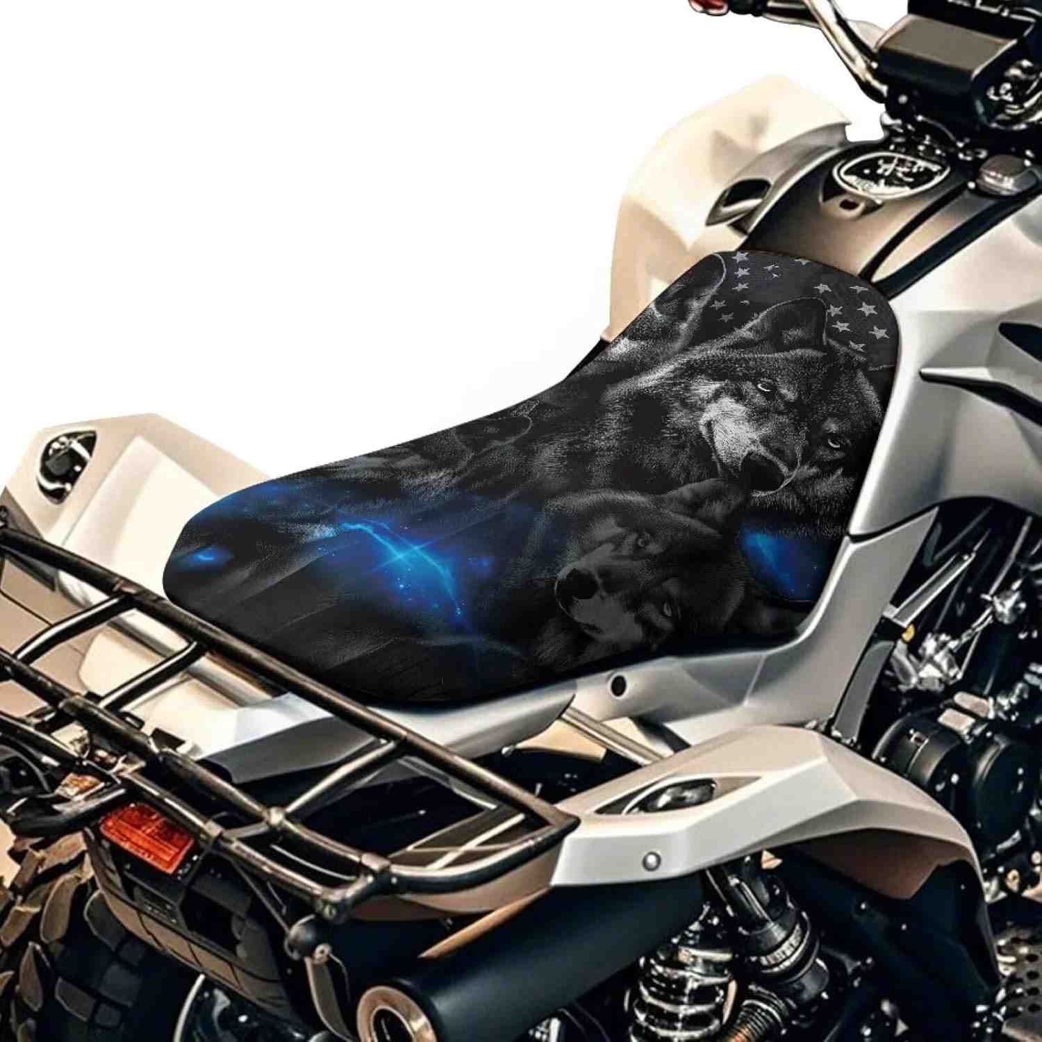 SEANATIVE Capa de Assento ATV Wolf American Flag: Proteção e Estilo para seu Quadriciclo