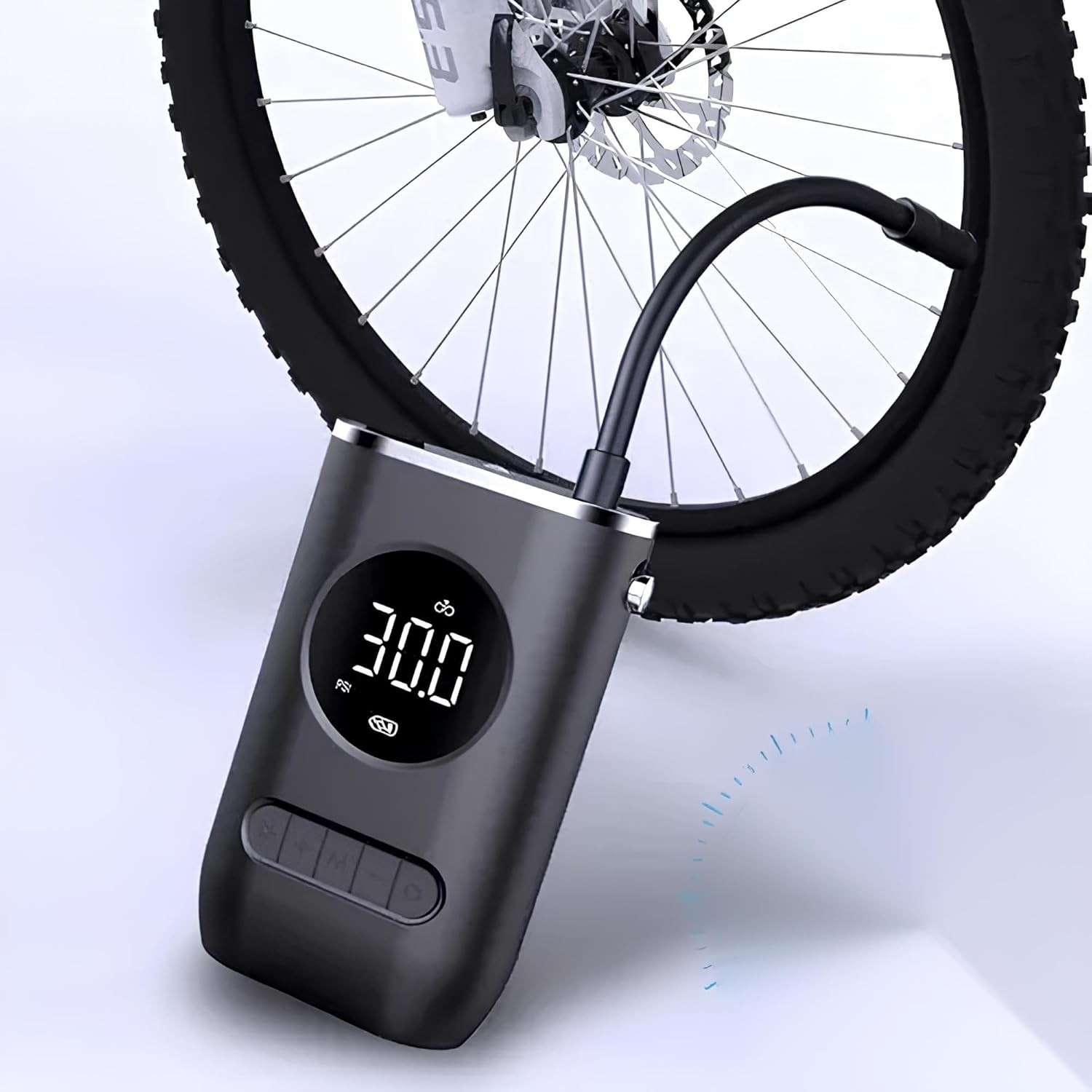 Calibrador e Bomba de Ar Portátil: Compressor USB-C para Pneus de Bike, Moto e Carro