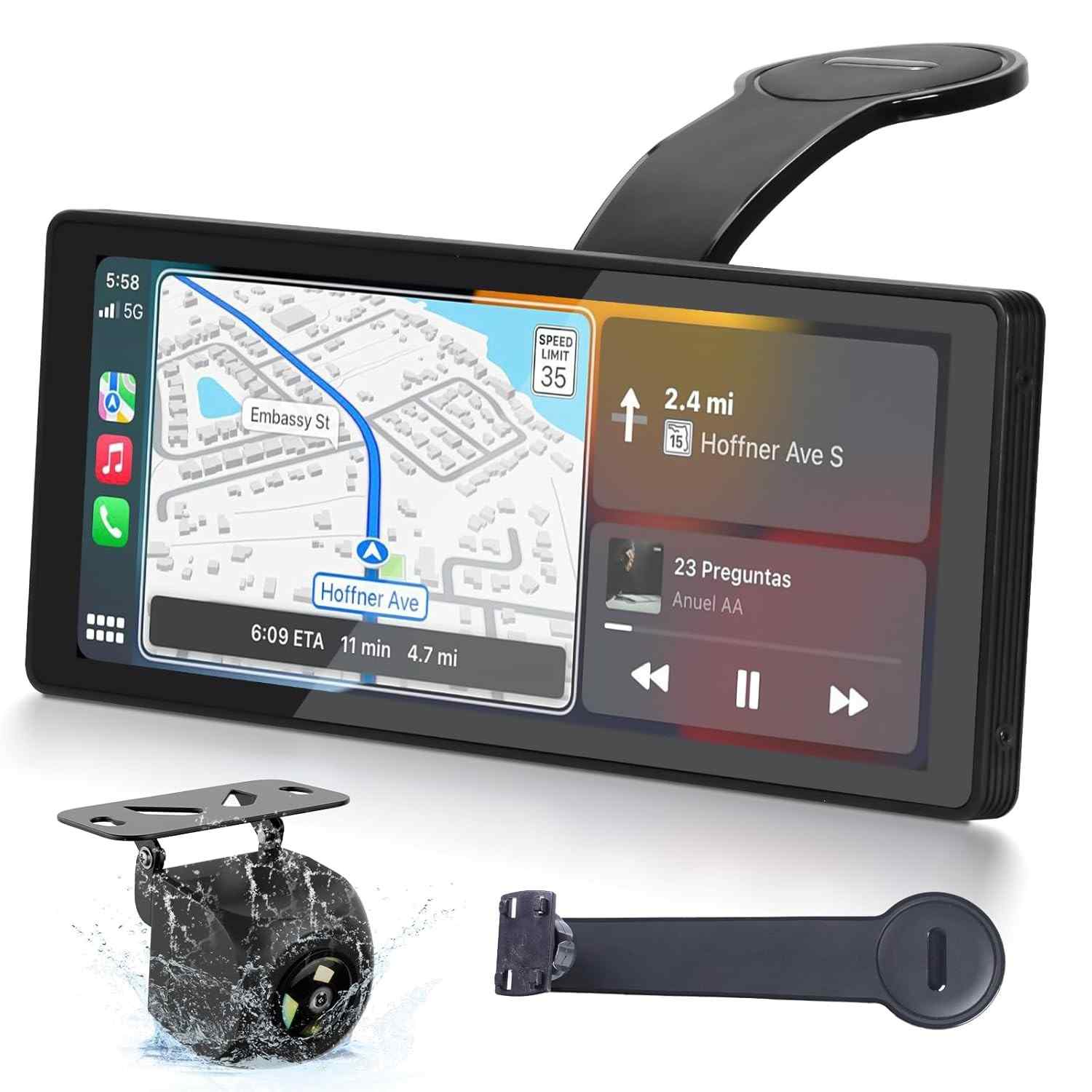 Tela Carplay 9.26" Sem Fio para Carro: Navegação GPS, Android Auto e Câmera de Ré HD