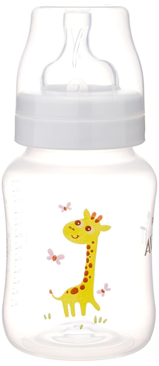 Mamadeira Anticólica Philips Avent 260ml com Design Girafa - Redução de Cólicas e Conforto Total