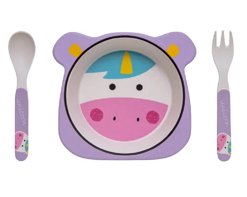 Kit Alimentação Unicórnio em Bambu - Eco Girotondo Baby | Seguro, Saudável e Divertido para Bebês