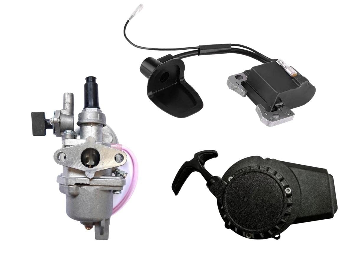 Kit Completo: Carburador, Bobina e Partida Preta para Mini Moto 49cc 2 Tempos