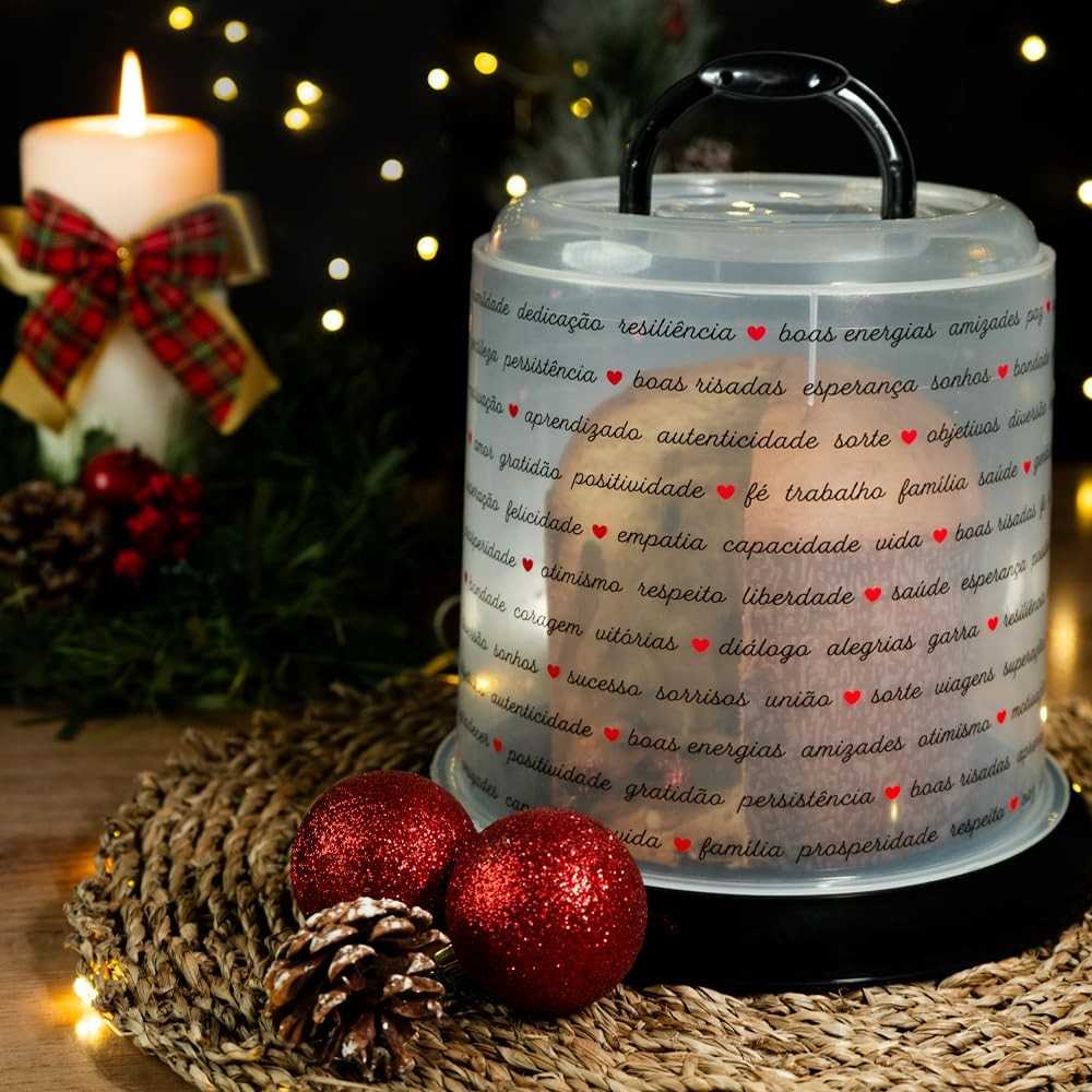 Porta Panetone e Chocotone Natalino Decorado - Plasútil PP BPA Free