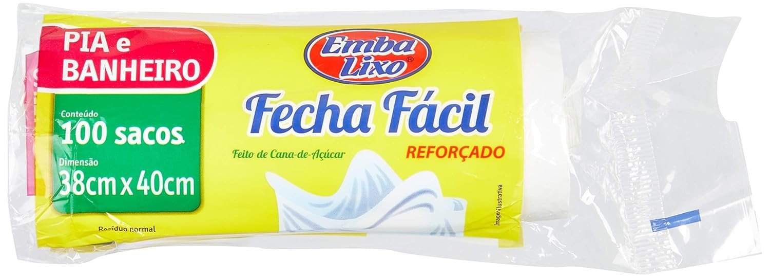 Embalixo Saco para Lixo Fecha Fácil Pia e Banheiro Branco - 100 Unidades
