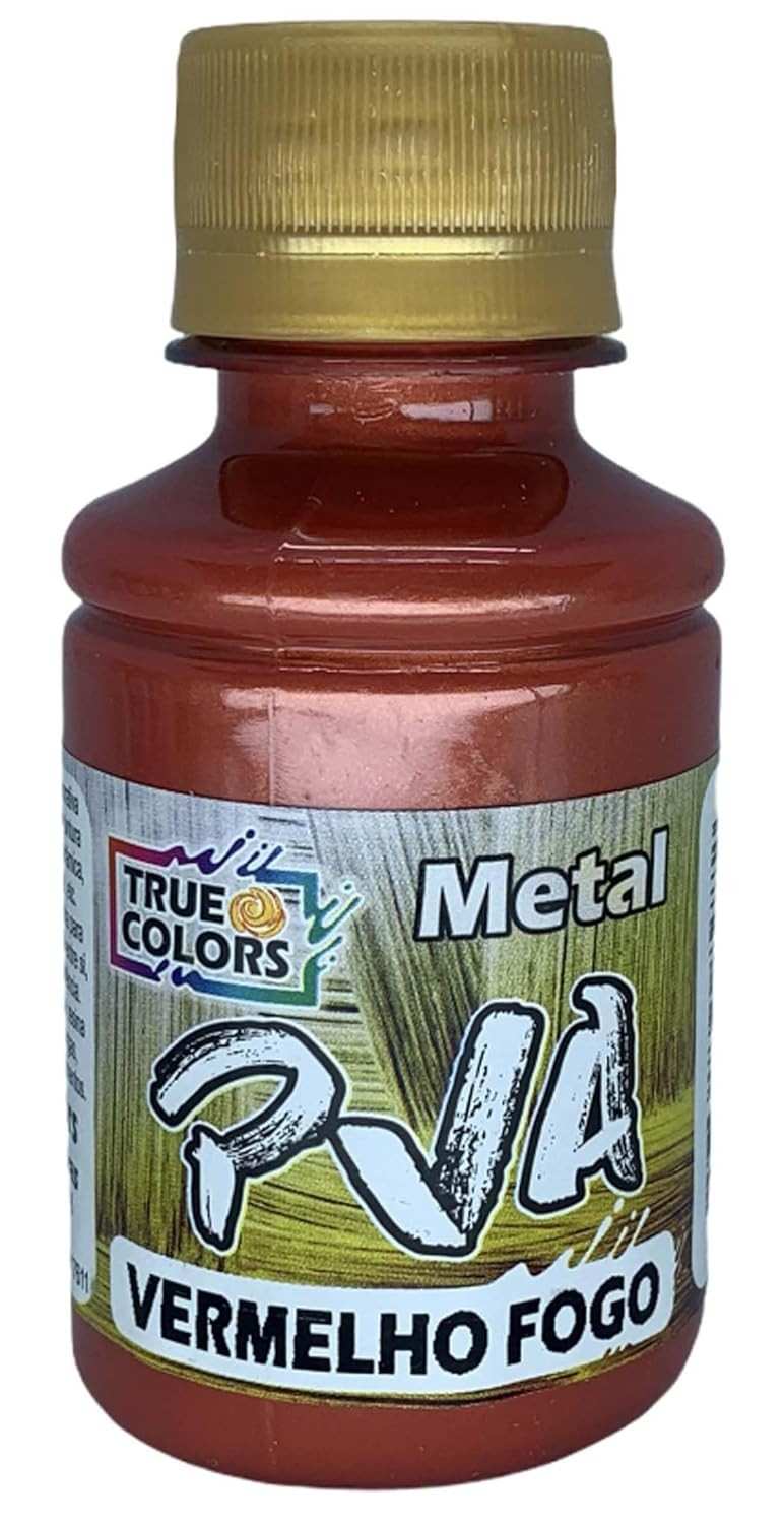 Tinta PVA Metálica True Colors 100ml - Efeito Brilhante e Duradouro para Artesanato e Projetos Criativos