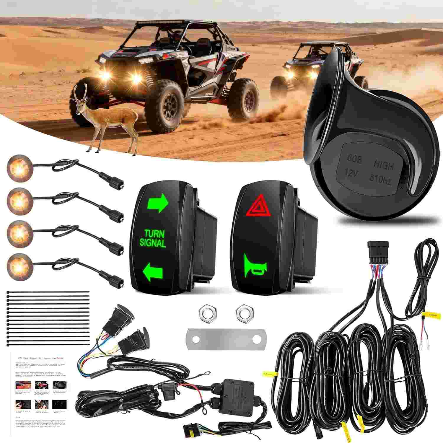 Kit Seta UTV Wisamic Universal com Buzina e Luz de Perigo - Plug and Play