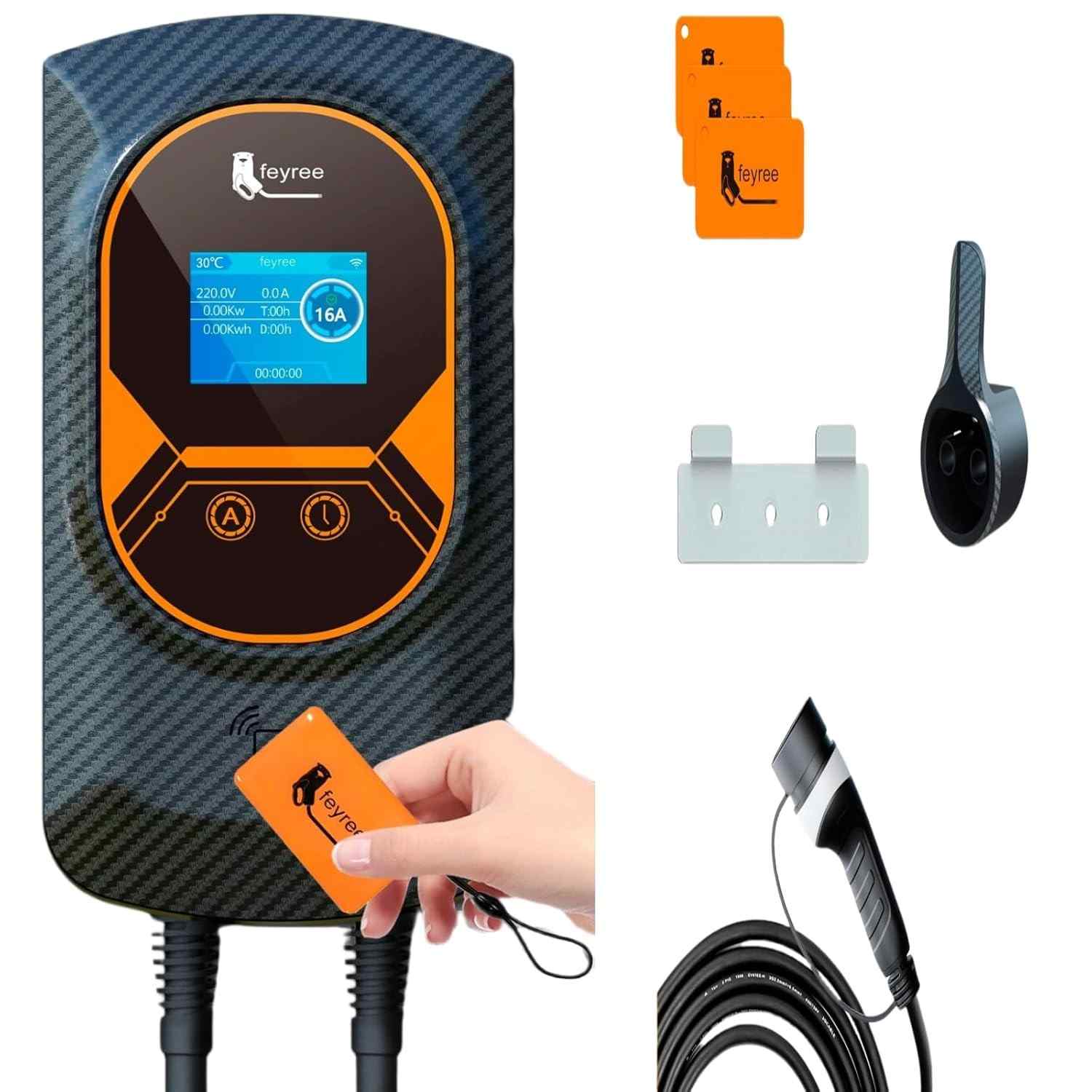 Carregador Veicular Elétrico Portátil 7.6KW Type 2 - Wi-Fi e App | Carregue Seu EV Mais Rápido!