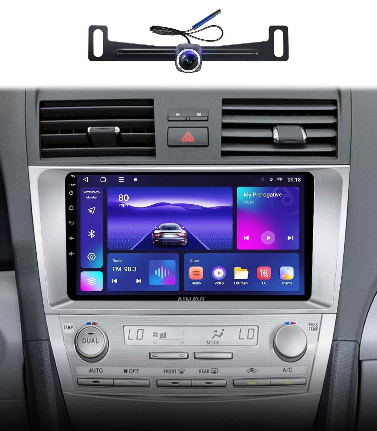 Central Multimídia Android para Toyota Camry 2007-2011: CarPlay Sem Fio, GPS, Bluetooth e Tela 9" HD