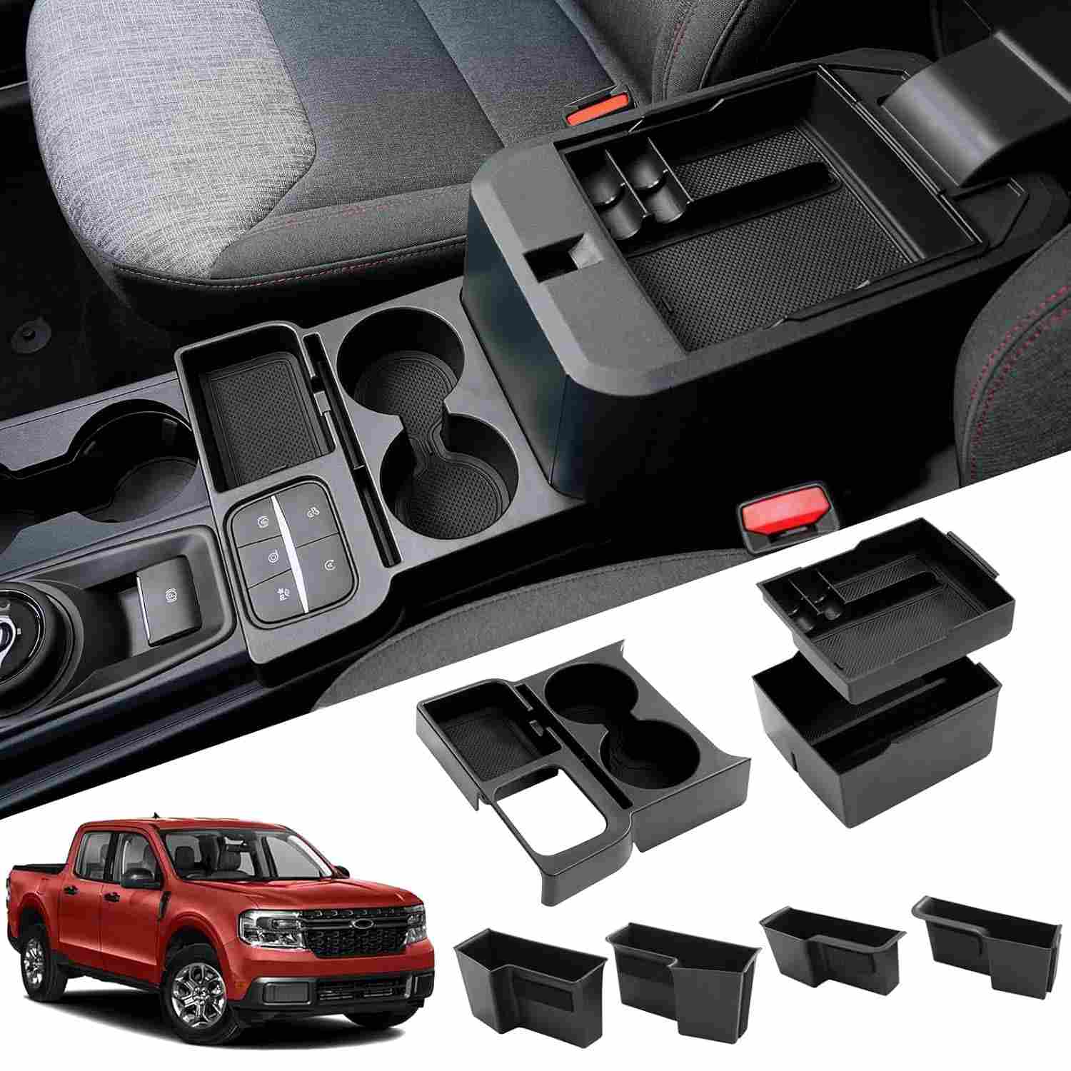 Organizador Central e Porta-Copos Mabett para Ford Maverick 2022-2025: Maximize seu Espaço!