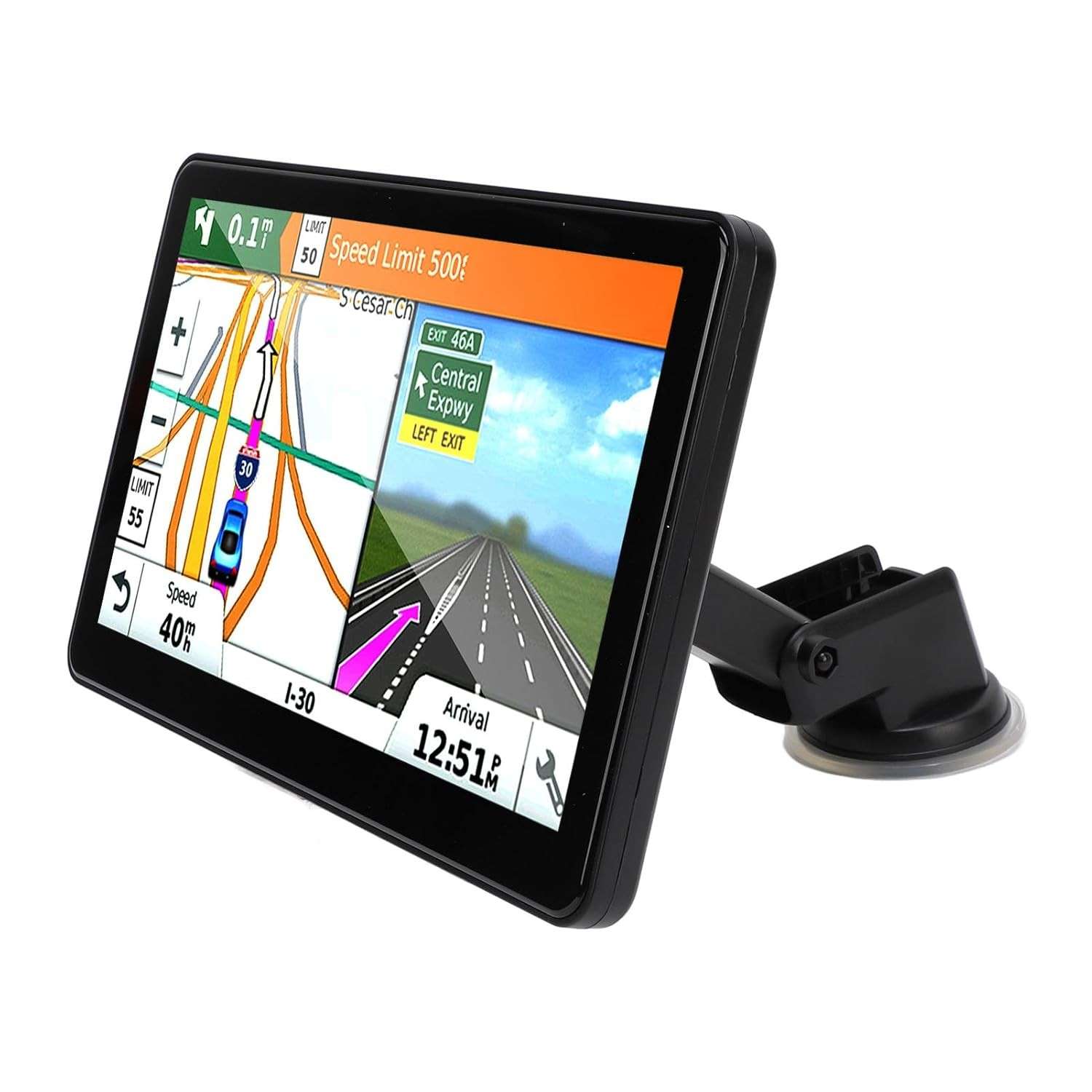 GPS Automotivo EVGATSAUTO 9" para Caminhões e Carros com Navegação Inteligente e Alertas de Segurança