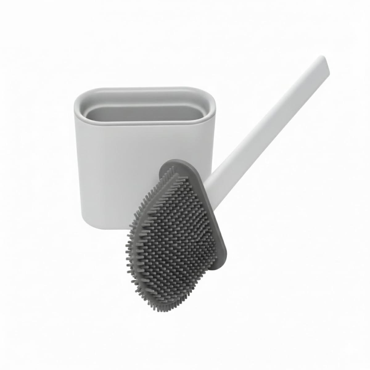 Escova Sanitária com Suporte de Parede em Silicone e Plástico - 36x8cm