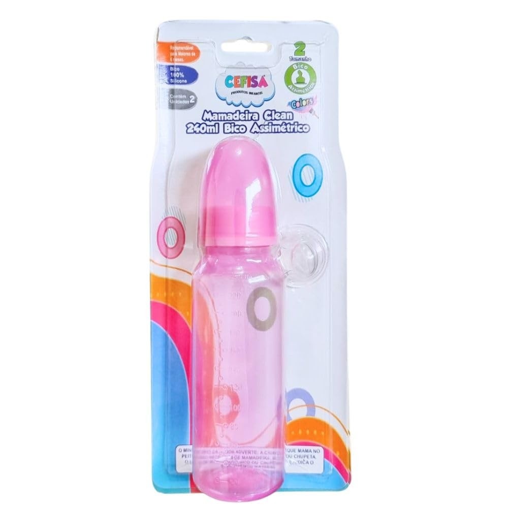 Mamadeira Cefisa com Bico Ortodôntico 240ml Rosa - Segurança e Conforto para Bebês