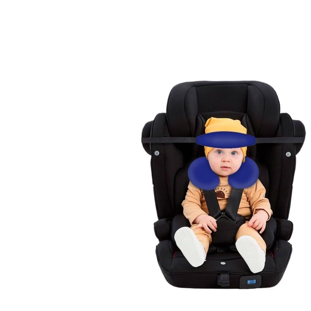 Kit Almofada de Pescoço e Faixa de Apoio para Bebê - Conforto e Segurança em Viagens (Azul)