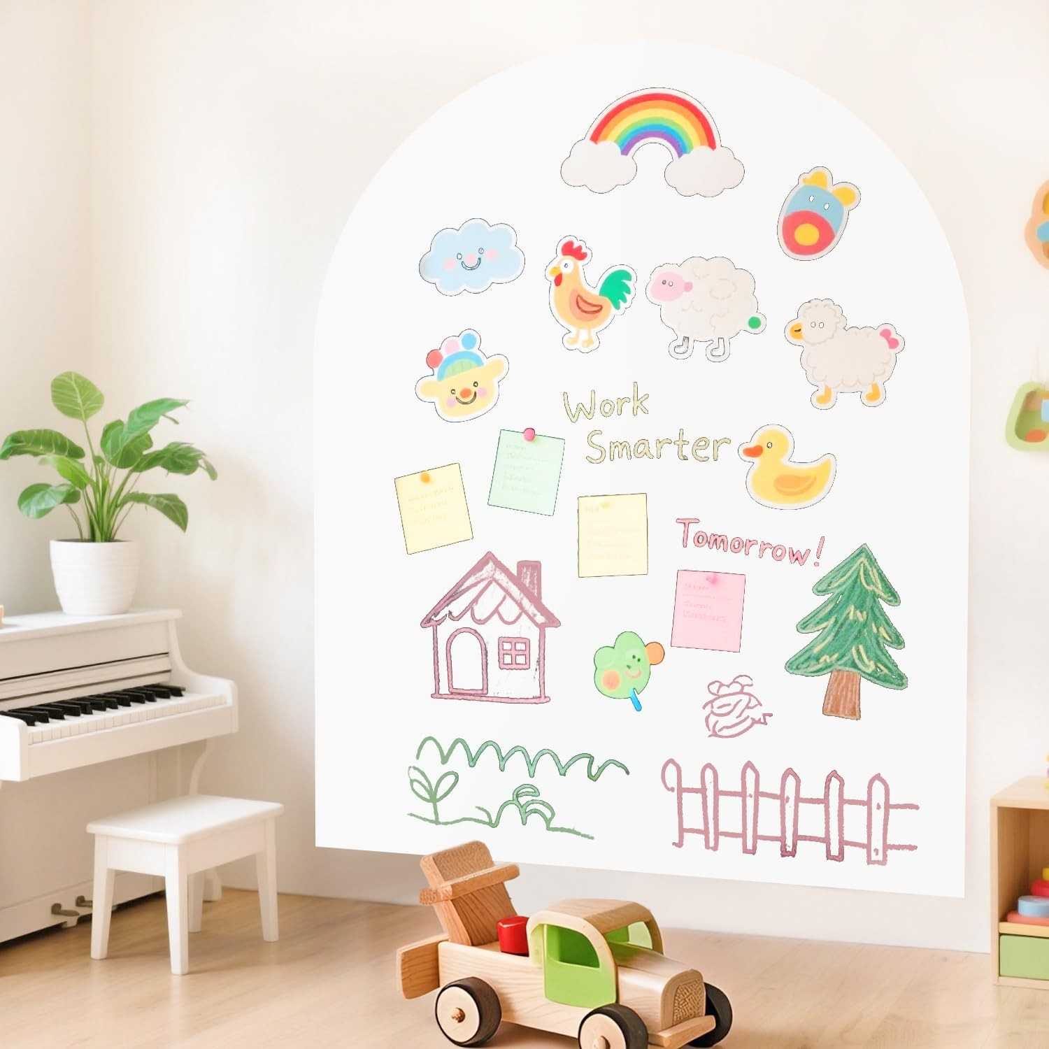 Parede Magnética 102x81cm com Quadro Negro - Branco | Tela de Aprendizagem e Diversão para Casa e Escola