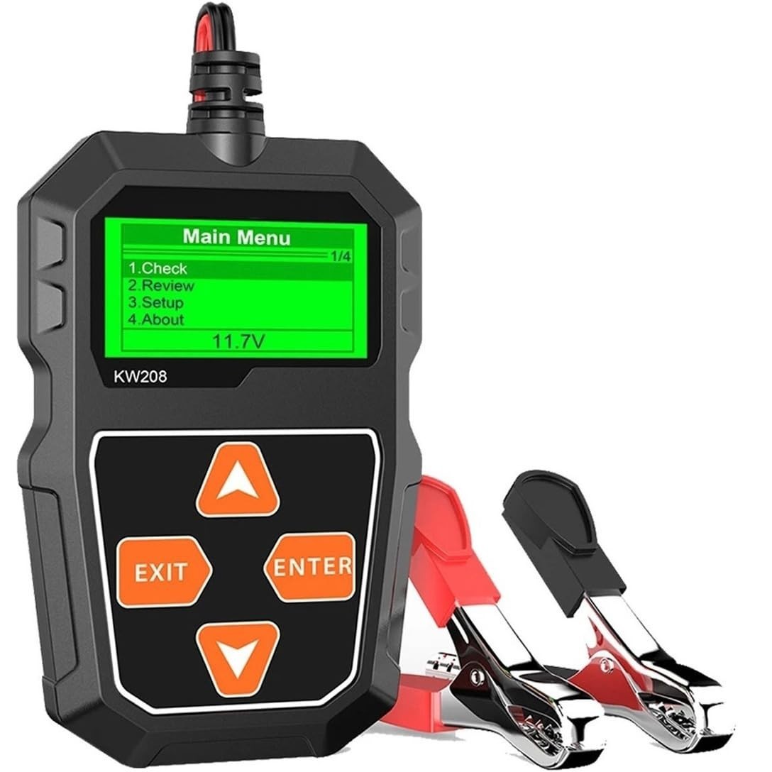 Testador de Bateria KW208 12V: Diagnóstico Preciso para Carros e Motos