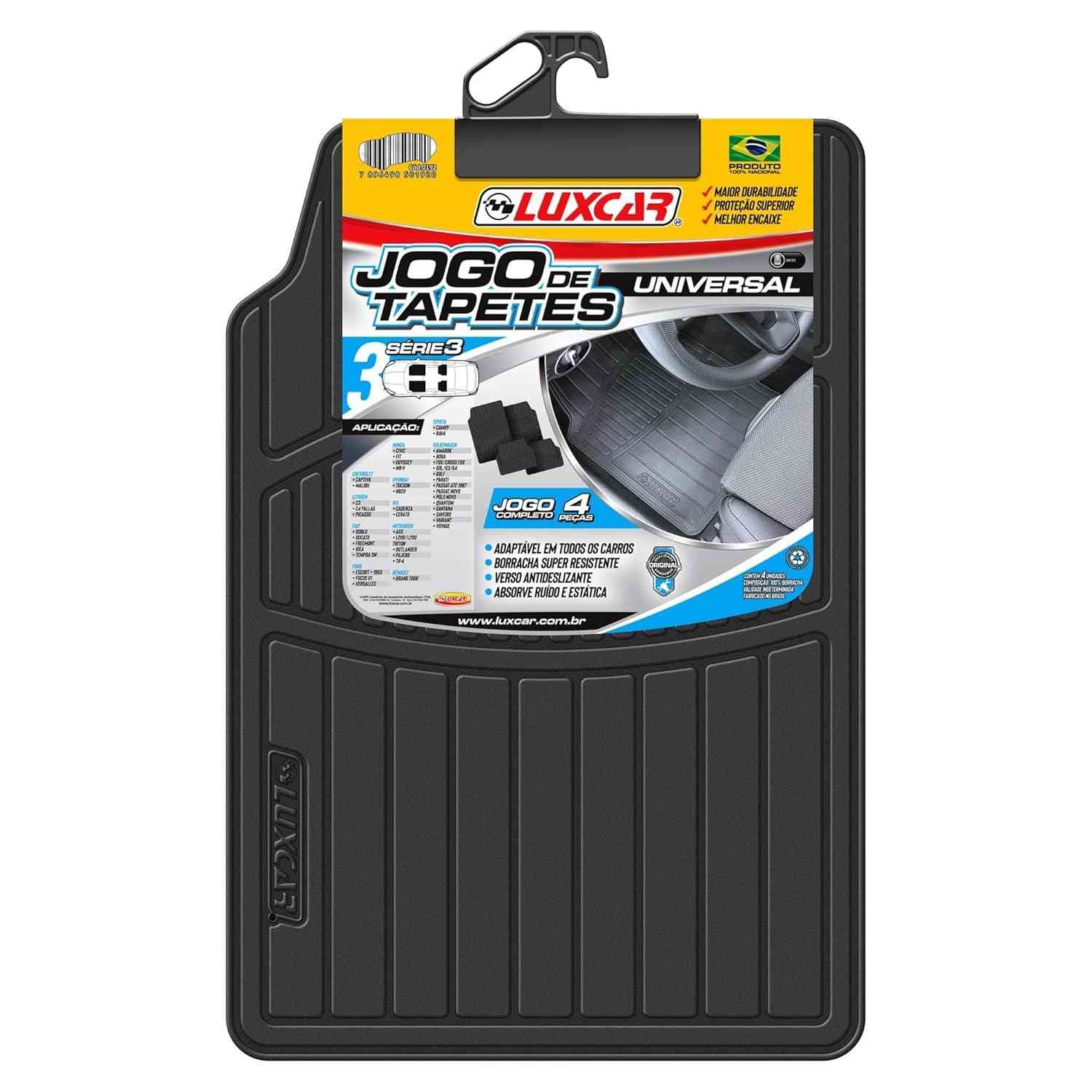 Kit 4 Tapetes de Borracha Universal Luxcar Série 3: Proteção e Conforto para Seu Carro