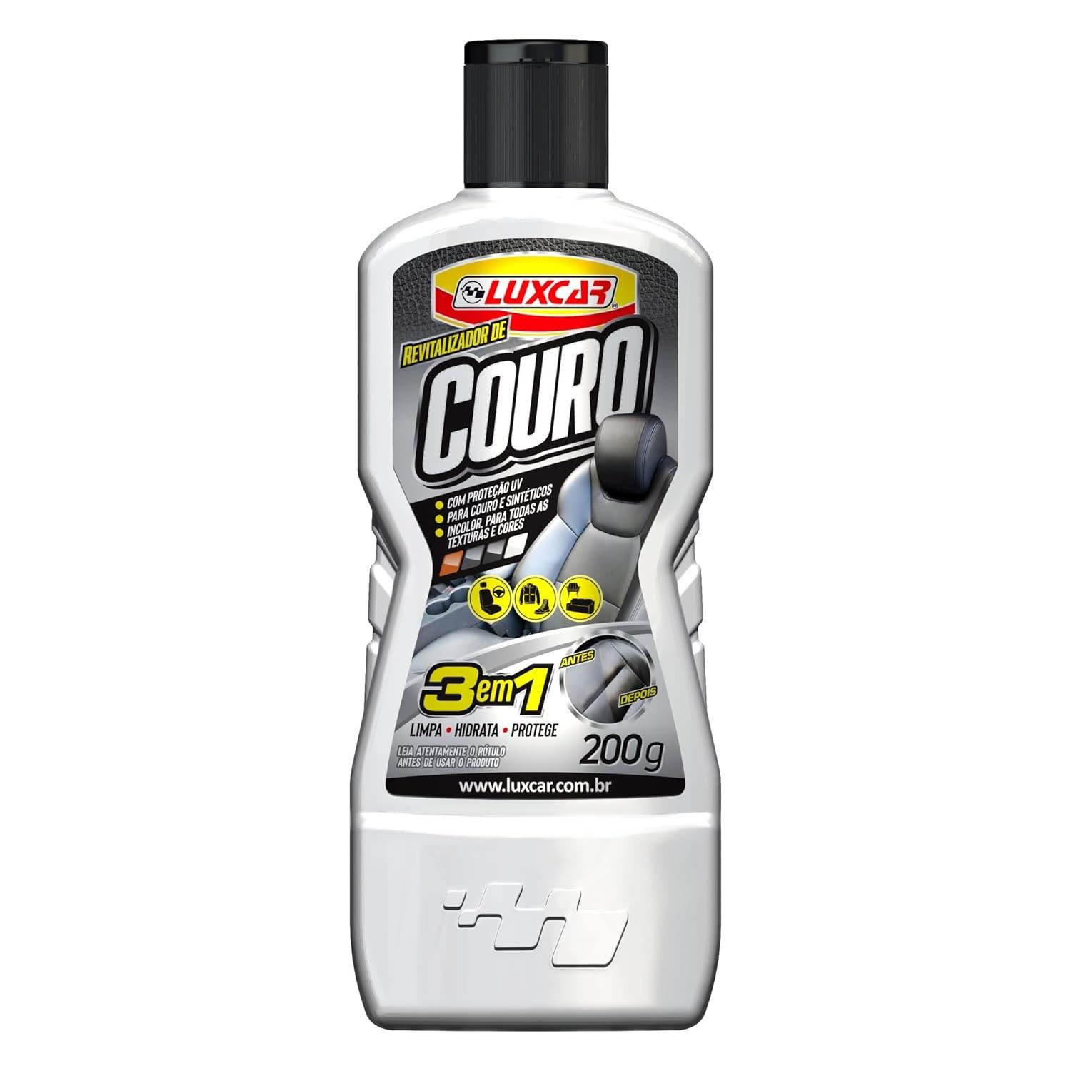 Luxcar Revitalizador de Couro 3 em 1: Limpa, Hidrata e Protege com UV