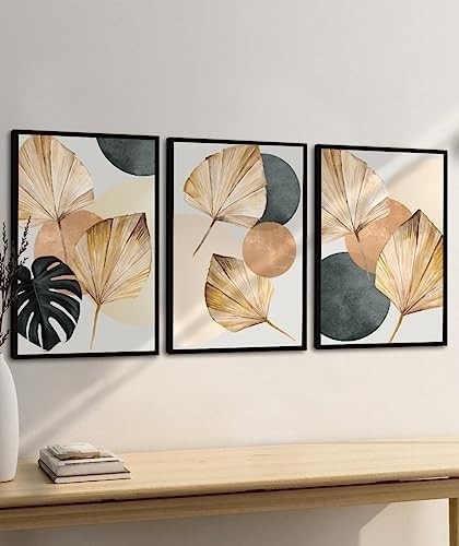 Quadro Decorativo Trio Flores para Sala e Escritório | Grande com Moldura
