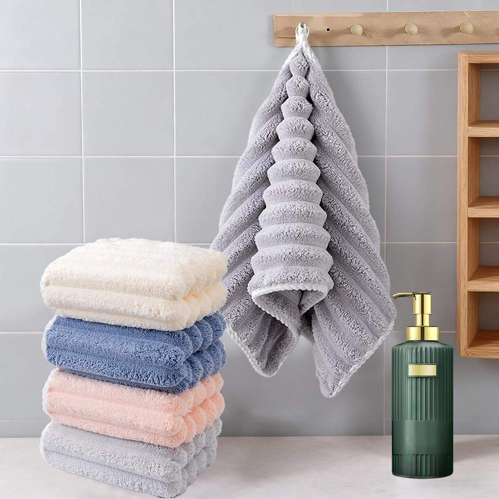 Toalhas de Mão de Veludo Coral Macio - Ultra Absorvente e Leve para Banheiro e Uso Diário