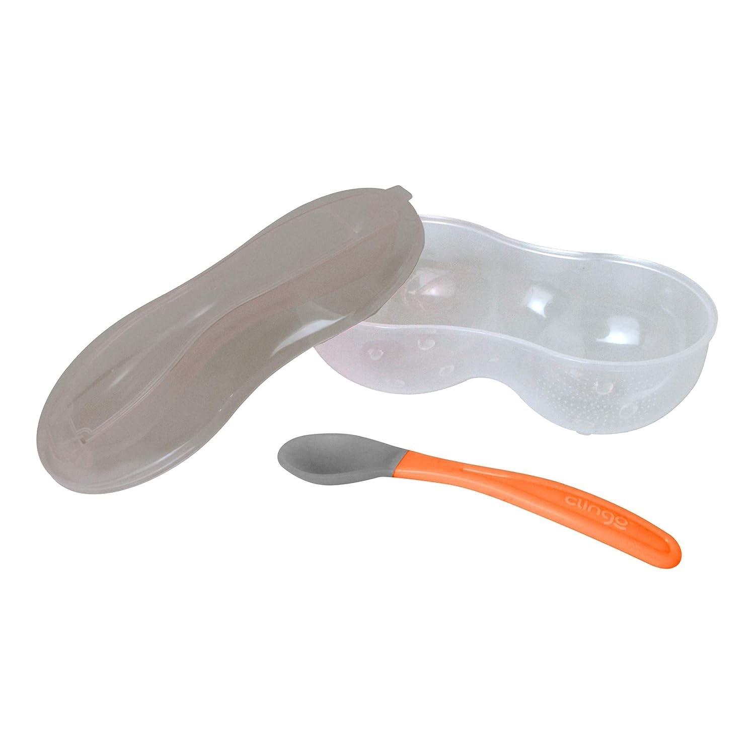 Prato com Divisória e Colher Colors Laranja Clingo - Design Ergonômico para Refeições Divertidas