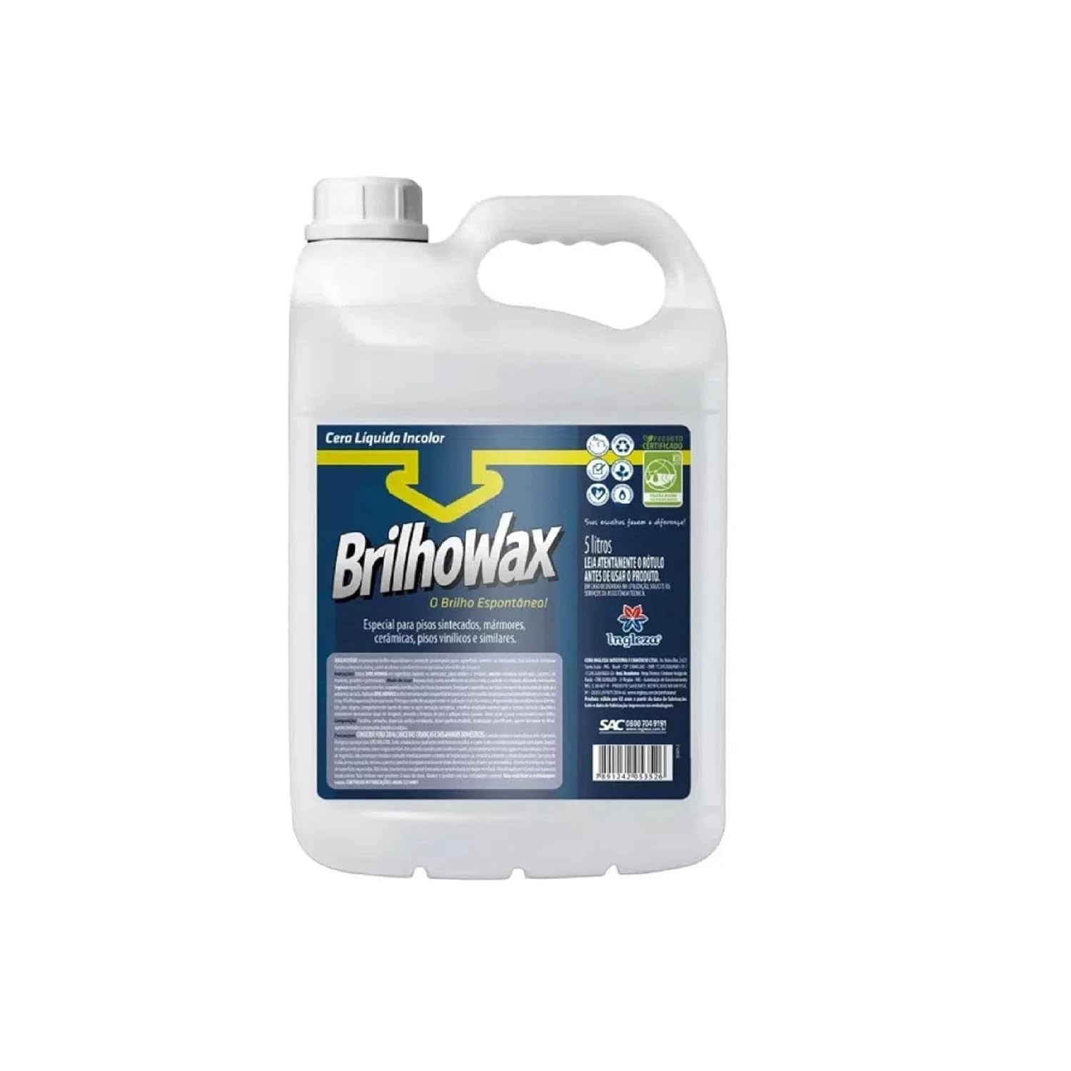 Cera BrilhoWax Incolor Ingleza 5L - Brilho e Proteção Duradouros para Pisos