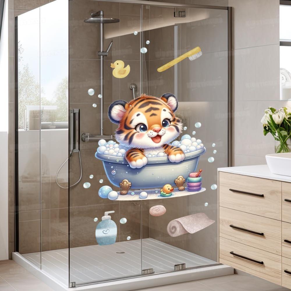 Adesivo Safari Infantil Lavável e Seguro - Design Criativo para Quarto de Bebê, Piscina e Banheiro Kids