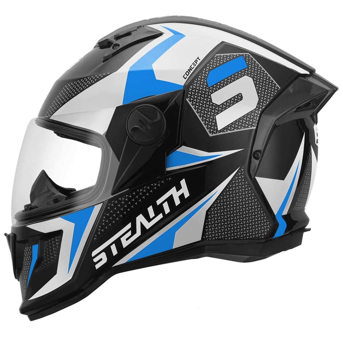Capacete Pro Tork Stealth Concept Brilhante Branco e Azul - Segurança e Estilo para Sua Pilotagem
