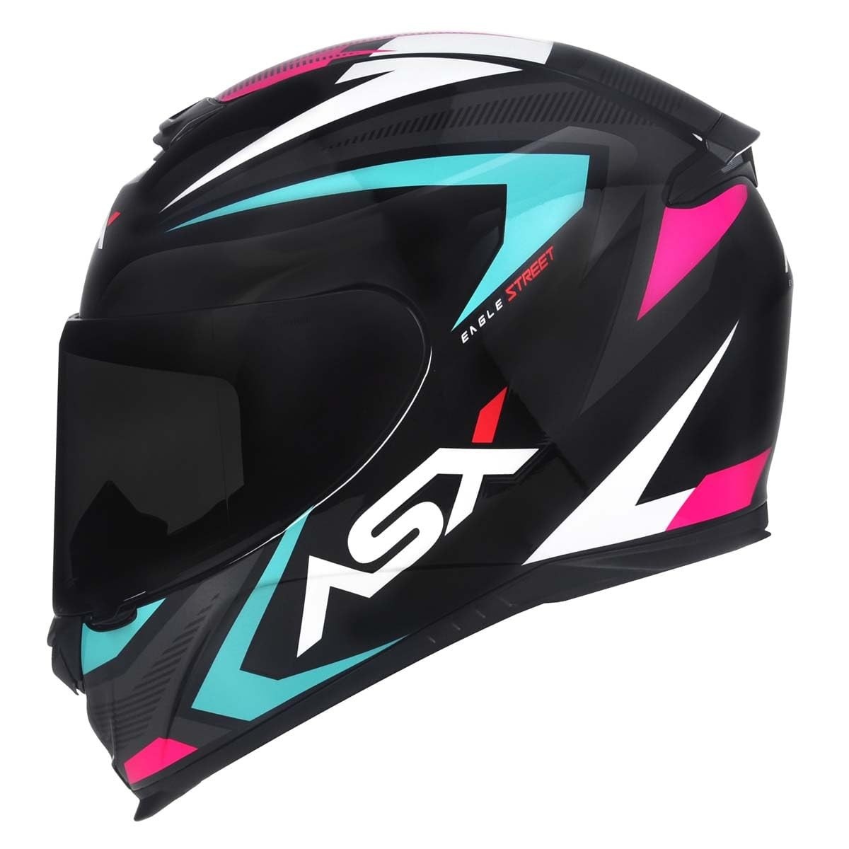 Capacete ASX Eagle Street Brilho Preto/Tiffany/Rosa - Segurança e Estilo para Você!