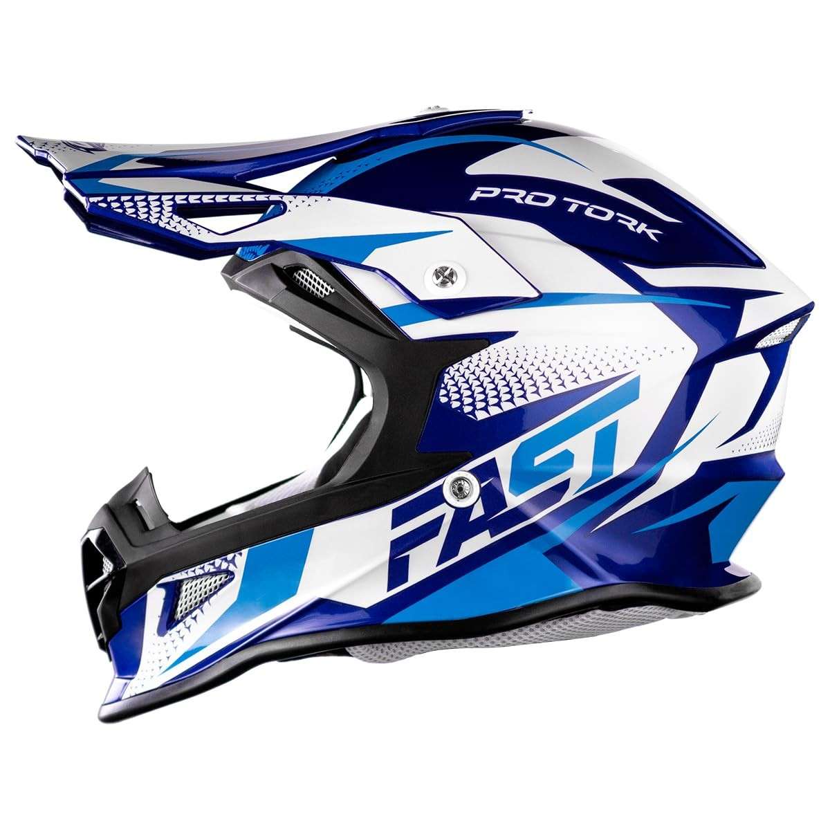 Capacete Motocross Fast Tech Limited Edition 62 Azul/Branco: Estilo e Segurança para Sua Aventura