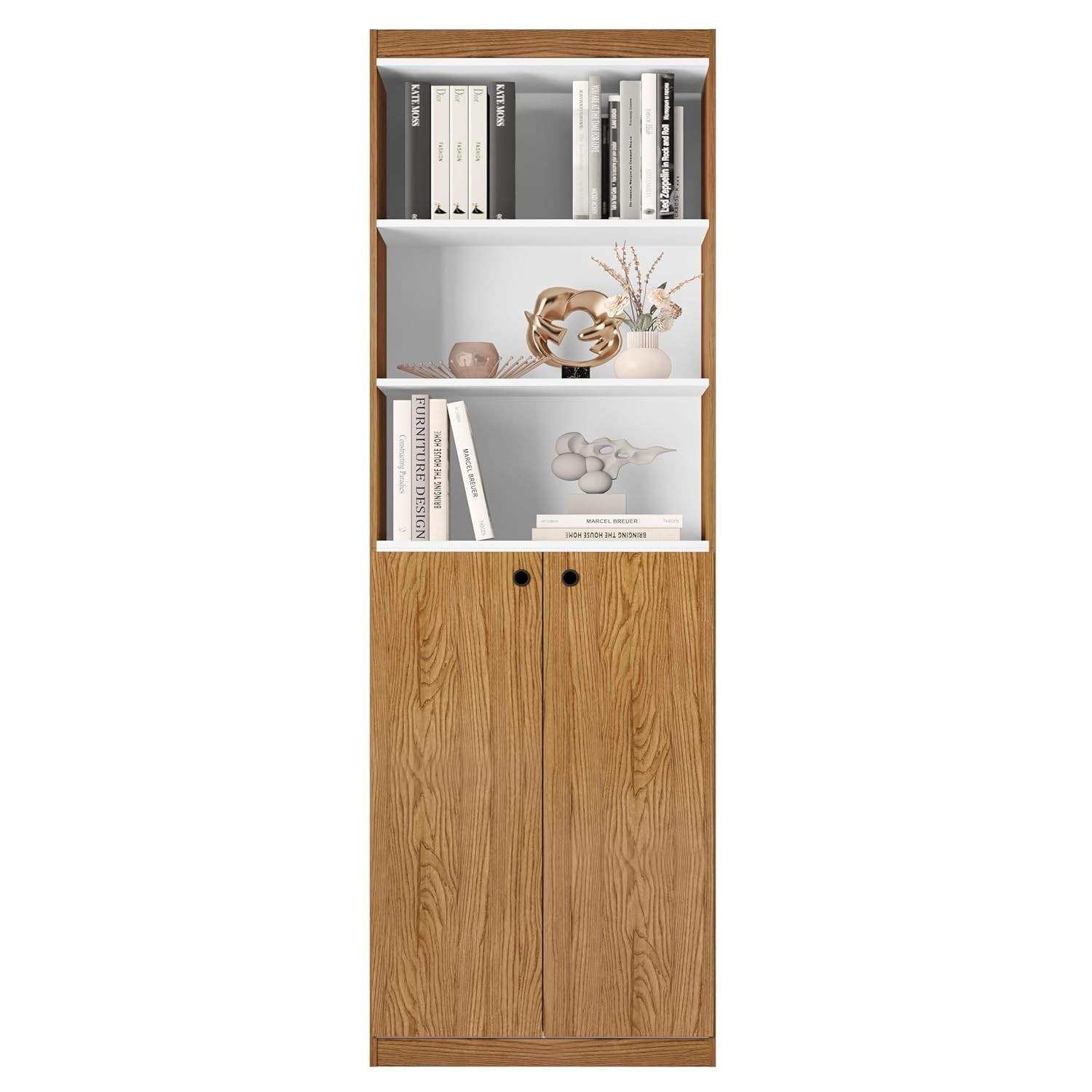 Organizador Livreiro Moderno com 5 Prateleiras e 2 Portas - Design Clean para Sala e Escritório
