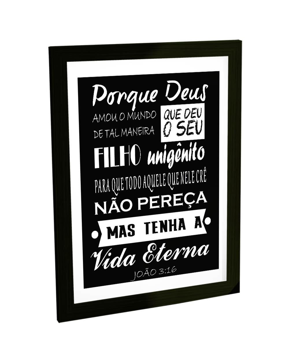 Quadro Decorativo A4 João 3:16 com Moldura – Fé e Esperança na Sua Parede