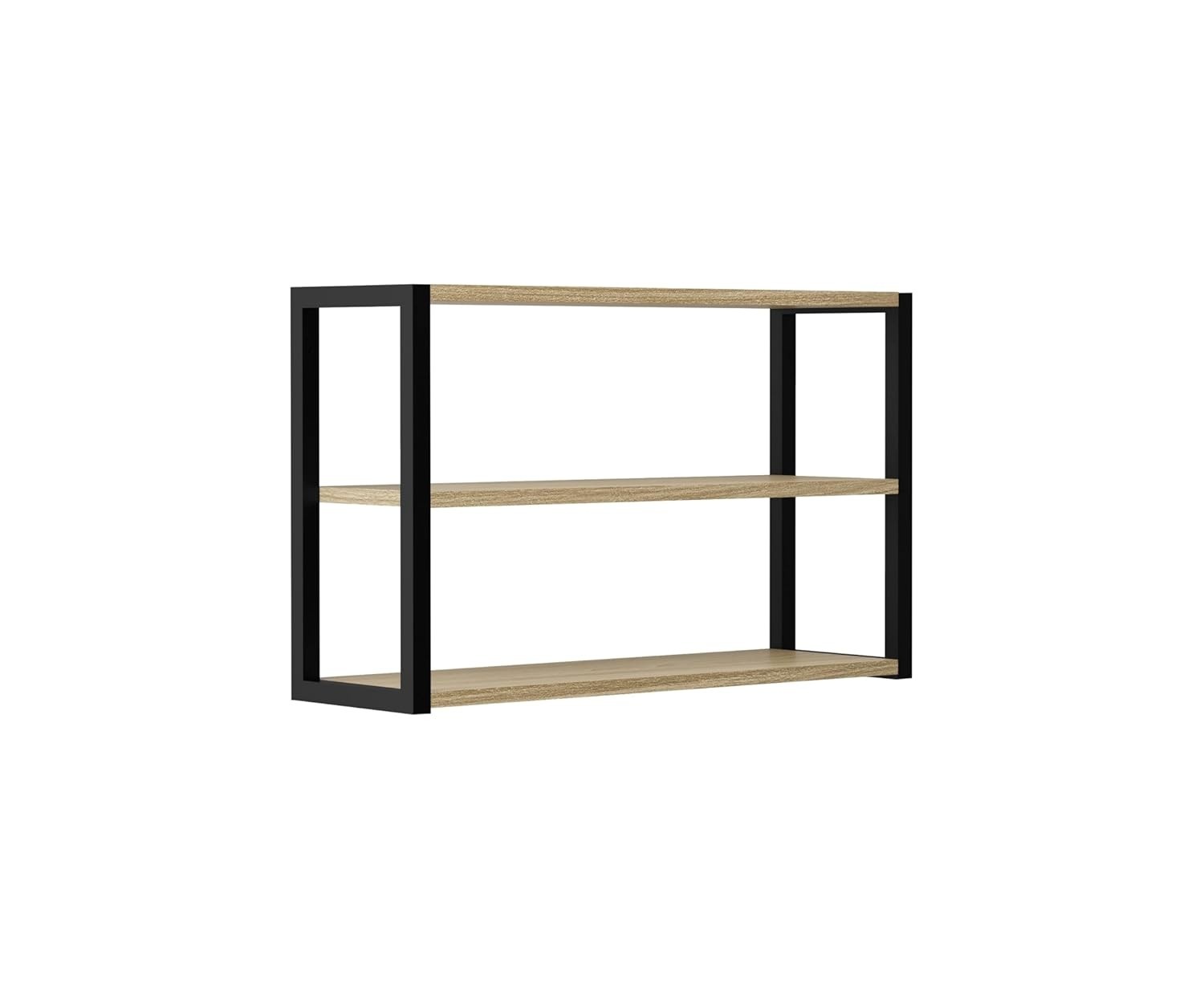 Estante de Parede Industrial com 3 Prateleiras Nogueira/Preto 40x60cm - Estilo e Organização Moderna
