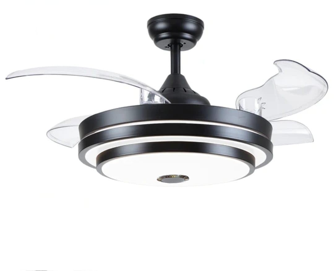 Ventilador de Teto Retrátil com Som Bluetooth – Moderno, Silencioso e Estiloso