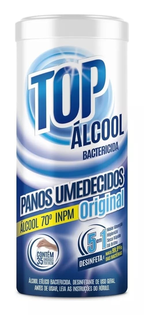 Panos Umedecidos com Álcool 70% INPM - 35 Unidades, Bactericida, Fragrâncias Eucalipto, Original e Lavanda