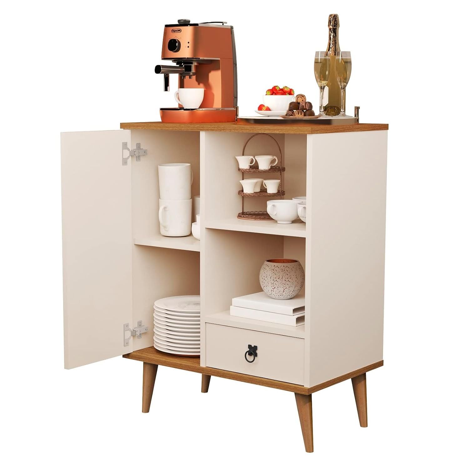 Buffet para Sala e Cozinha - Balcão Cantinho do Café com Design Retrô e Funcionalidade Moderna