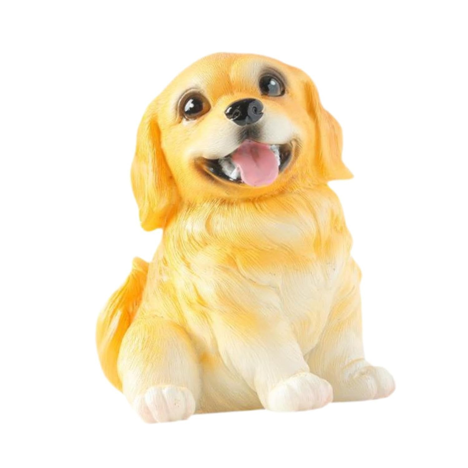 Estátua de Cachorro Golden Retriever em Resina - Decoração Fofa e Realista para Casa e Carro