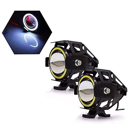 Farol de Milha Moto Angel Eyes U7 Branco Grande - Iluminação Potente e Estilo Único