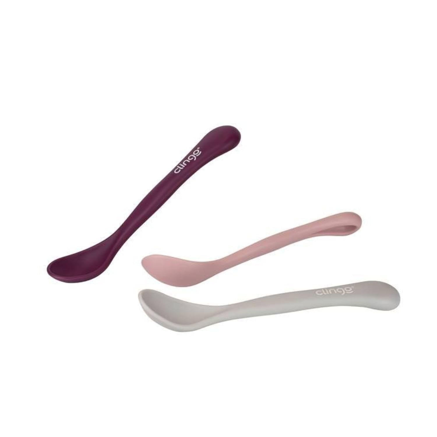 Kit Colheres Infantis Rose - Silicone Macio e Seguro para Bebês (3 Unidades)