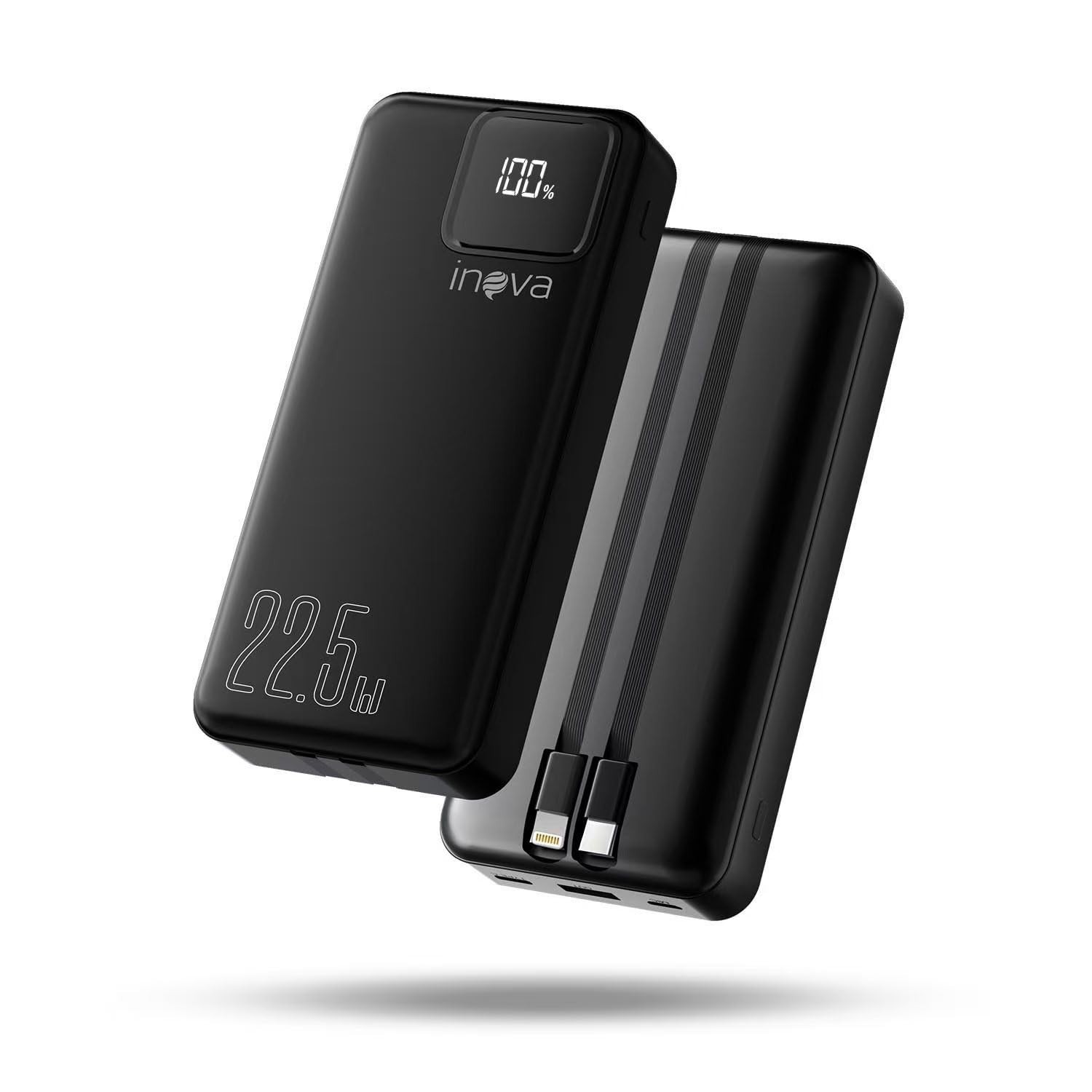 Power Bank 20000mAh com Cabo Integrado: Carga Rápida e Portátil para iOS/Android