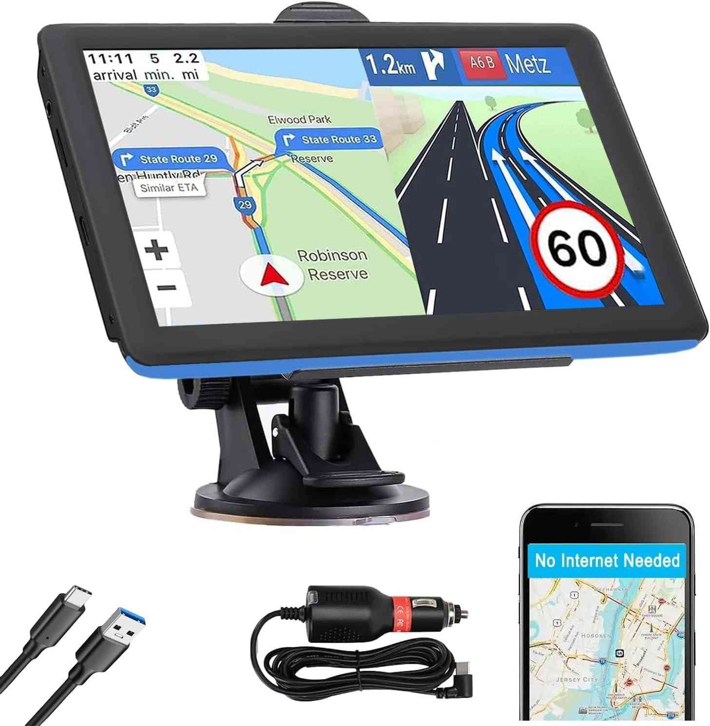 GPS NAVRUF 7" Touchscreen 2025: Navegação Inteligente para Carro, Caminhão e RV