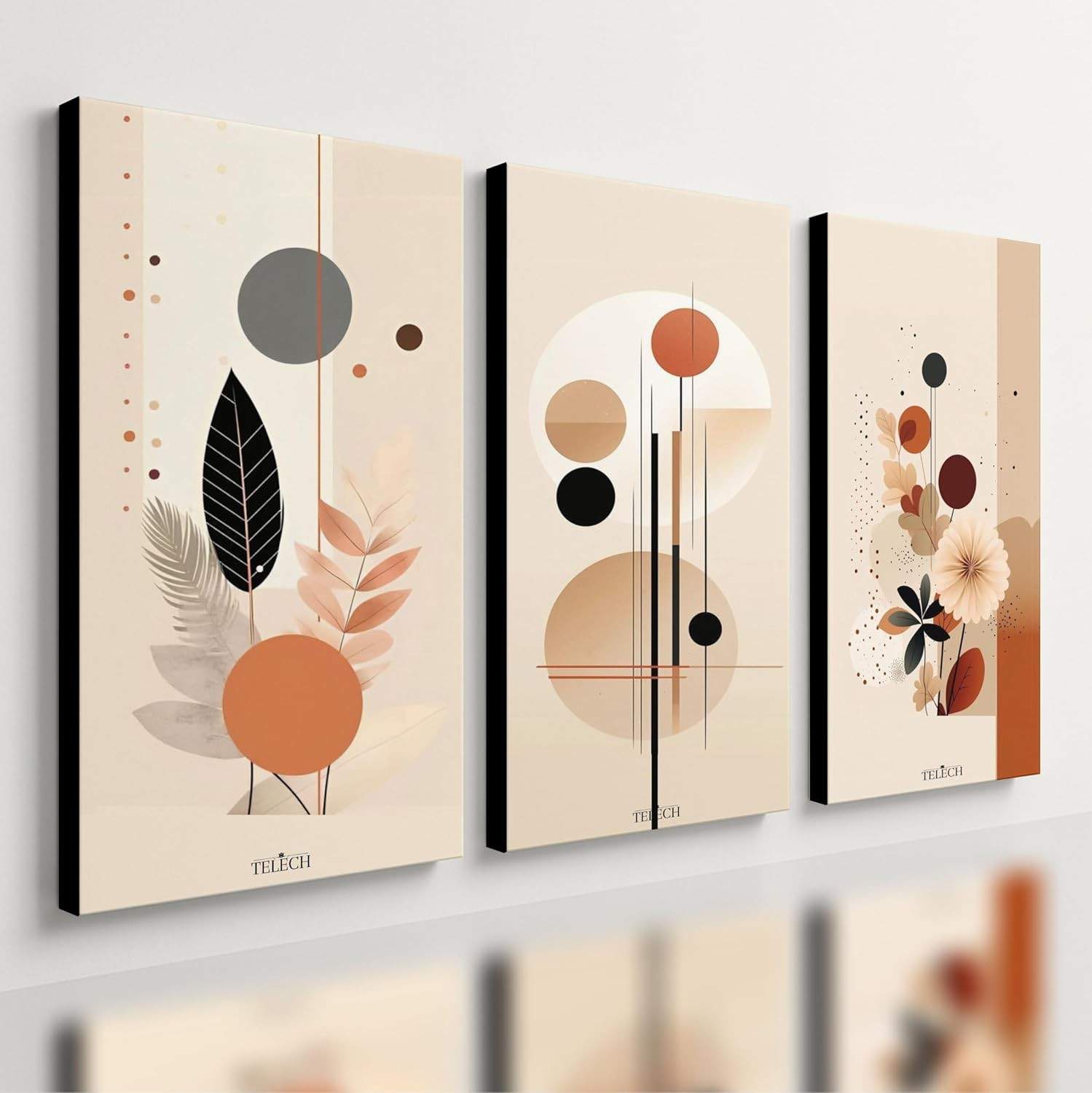 Kit 3 Quadros Decorativos Arte Moderna - Estilo Luxo e Boho para Sala e Casa