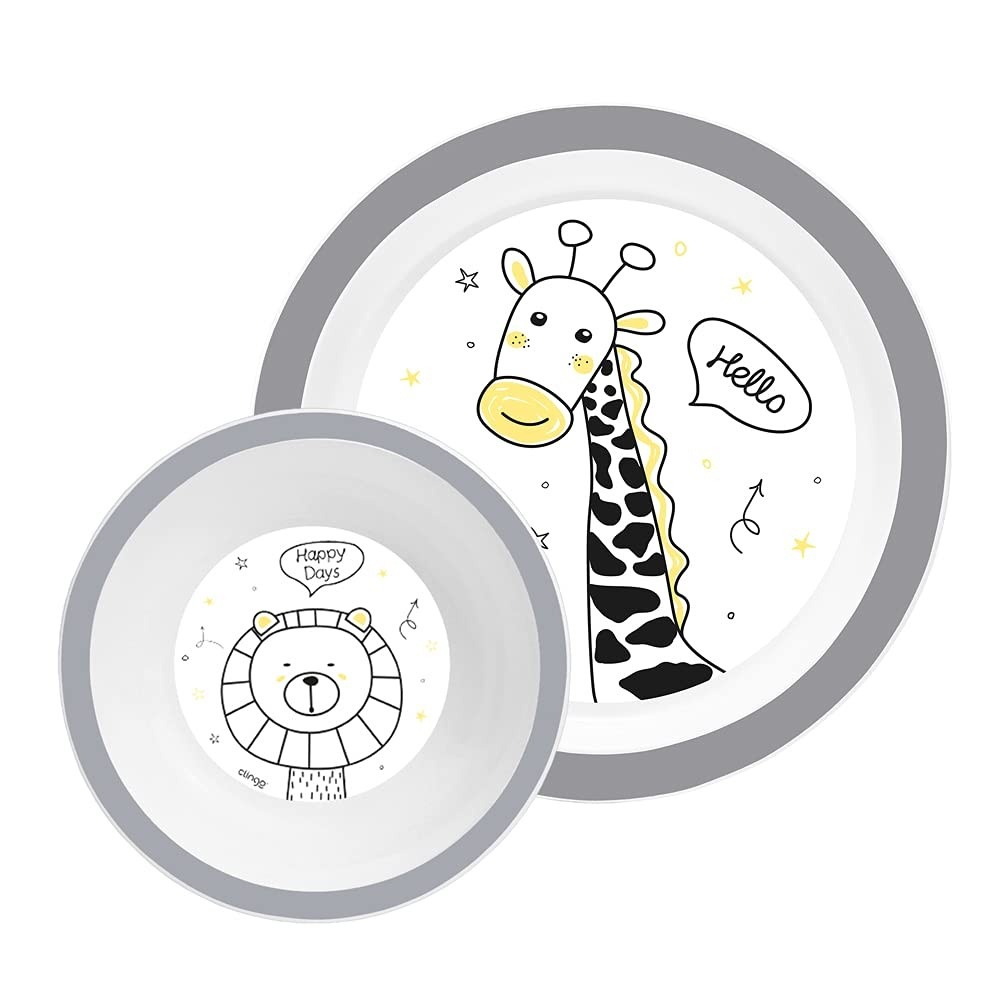 Kit Prato e Tigela Bowl Infantil Zoo - Clingo | Seguro, Durável e Livre de BPA