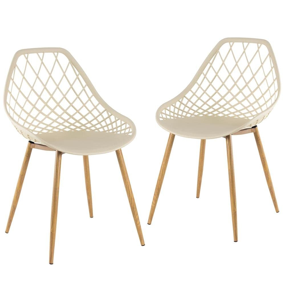 Cadeiras Clarice Cloe - Kit com 2 Unidades em Polipropileno e Metal - Estilo Moderno para Sala de Jantar, Cozinha, Varanda e Cafeteria - Nude