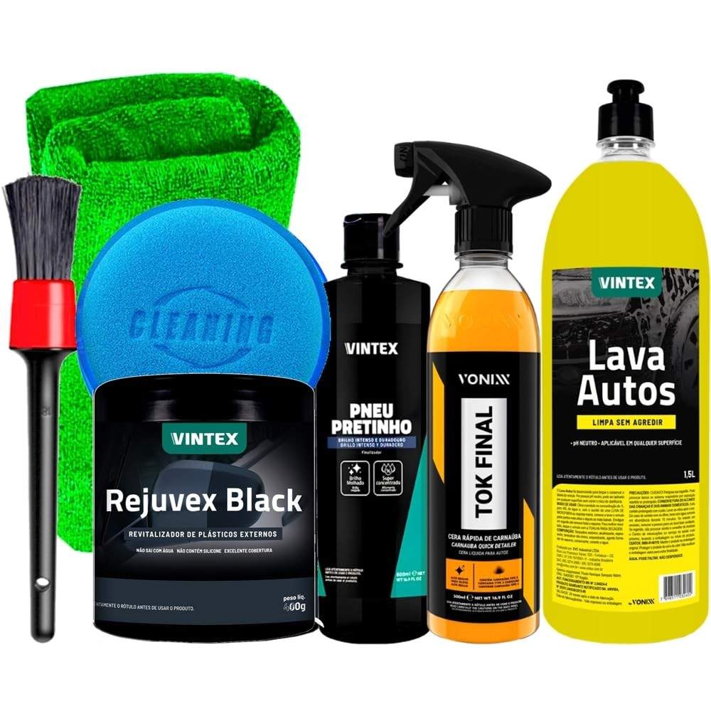 Kit Completo Vonixx e Vintex: Limpeza e Brilho Impecáveis para Seu Carro