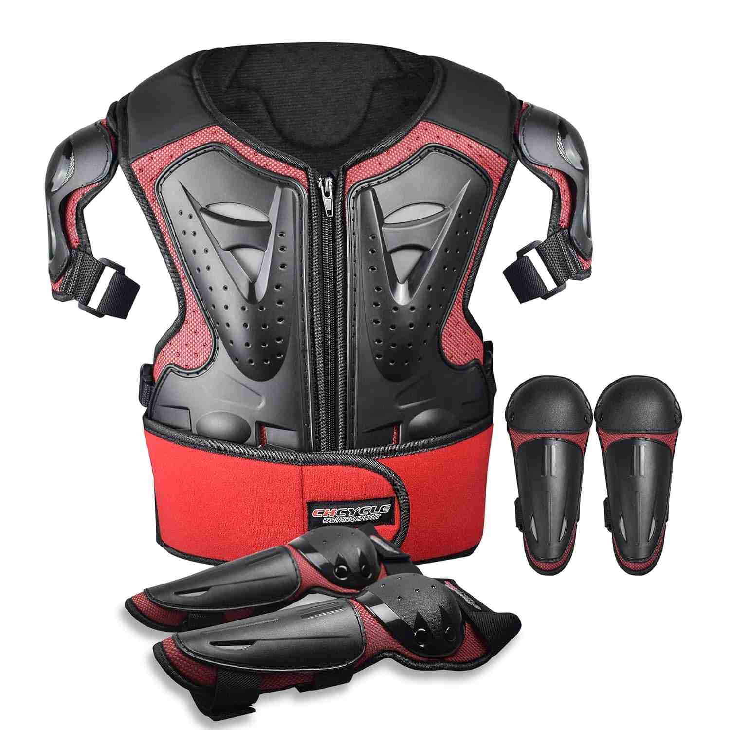 Kit Completo de Proteção Motocross Infantil: Armadura, Joelheiras e Cotoveleiras para Dirt Bike e Ciclismo