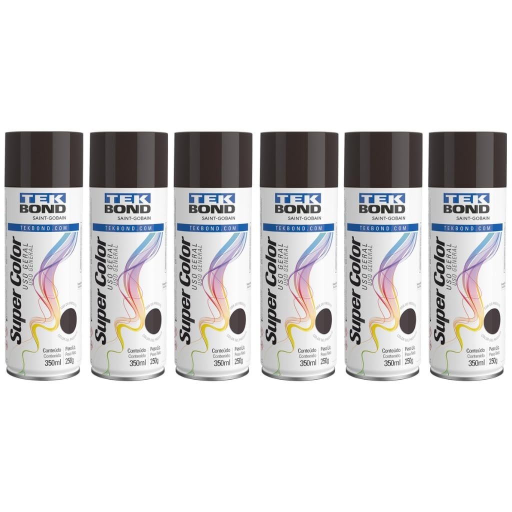 Kit 6 Tintas Spray Marrom TekBond - Acabamento Profissional para Madeira, Metal e Artesanato