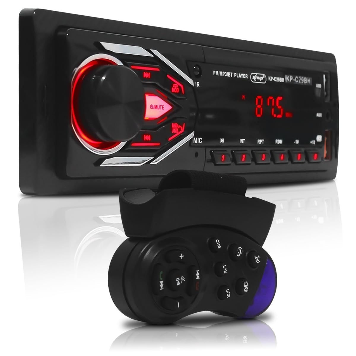 Auto Rádio Universal Knup KP-C29BH 240W RMS: Bluetooth, 2 USB, MP3, FM e Controle de Volante