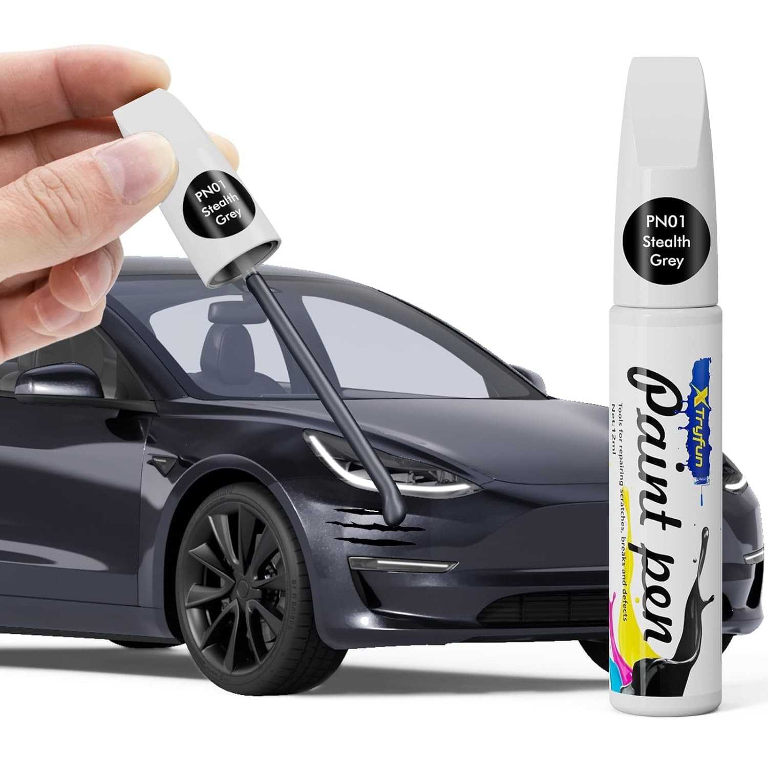 Tinta de Retoque Cinza Invisível PN01 para Tesla – Reparo Fácil de Arranhões e Lascas